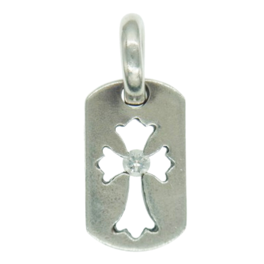 CHROME HEARTS クロムハーツ（原本無） DT SM CO CRS 1DIA スモール カットアウト クロス ドッグタグ 1ダイヤ チャーム シルバー ペンダントトップ シルバー系【中古】