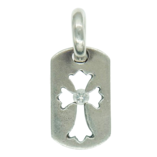CHROME HEARTS クロムハーツ（原本無） DT SM CO CRS 1DIA スモール カットアウト クロス ドッグタグ 1ダイヤ チャーム シルバー ペンダントトップ シルバー系【中古】