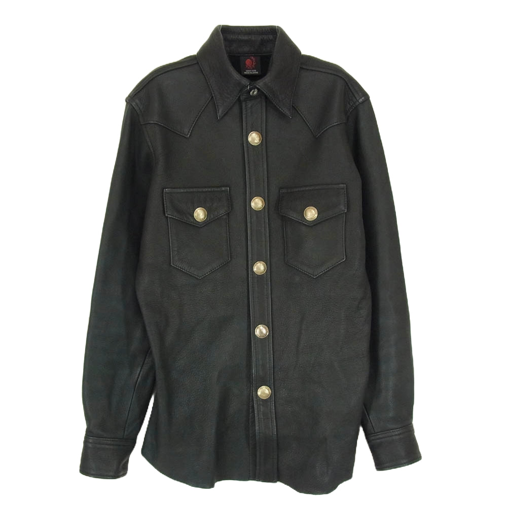 REDMOON レッドムーン DEERSKIN LEATHER SHIRT 鹿革 ディアスキン レザー シャツ ブラック系 S【中古】