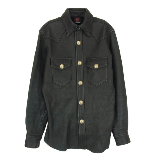 REDMOON レッドムーン DEERSKIN LEATHER SHIRT 鹿革 ディアスキン レザー シャツ ブラック系 S【中古】