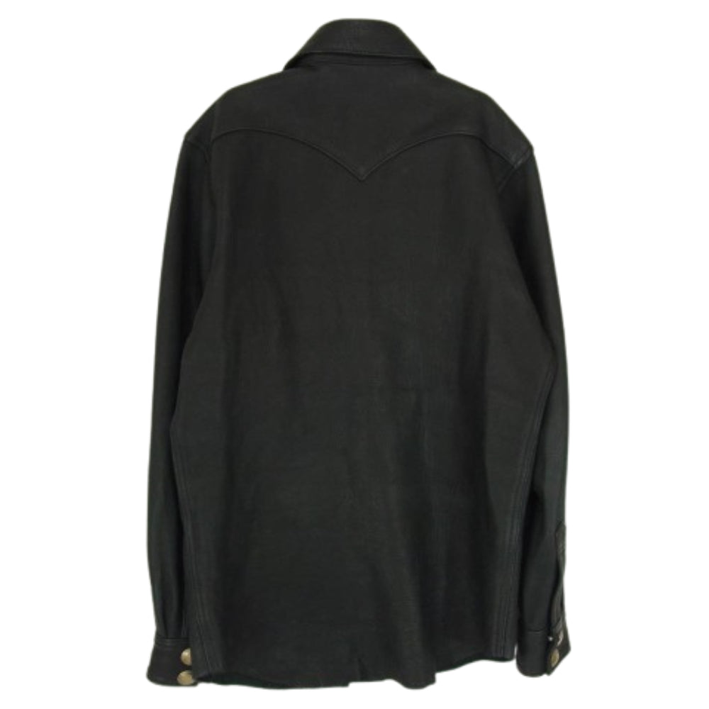 REDMOON レッドムーン DEERSKIN LEATHER SHIRT 鹿革 ディアスキン レザー シャツ ブラック系 S【中古】