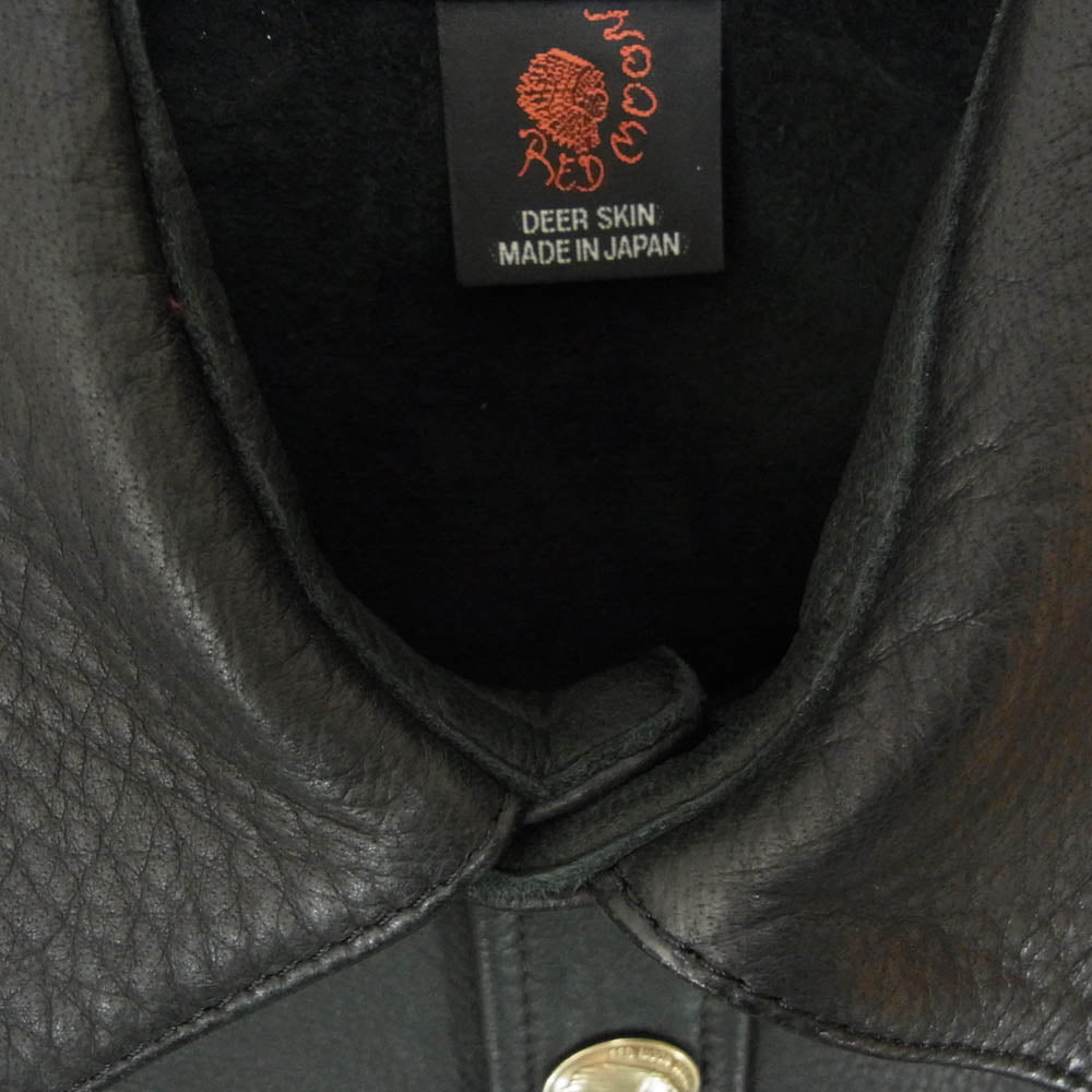 REDMOON レッドムーン DEERSKIN LEATHER SHIRT 鹿革 ディアスキン レザー シャツ ブラック系 S【中古】