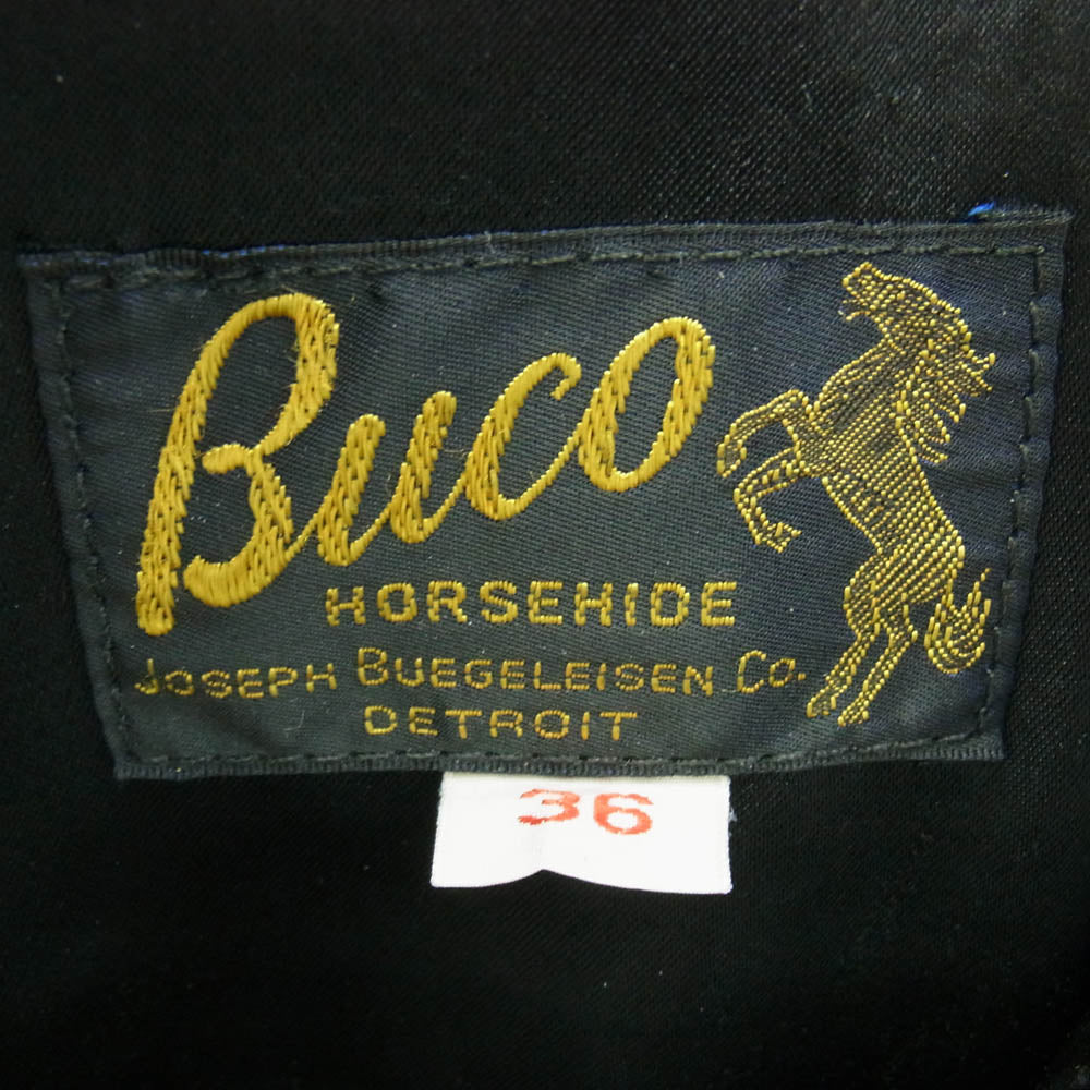 The REAL McCOY'S ザリアルマッコイズ BJ19110 BUCO ブコ J-100 JACKET ホースハイド レザー シングル ライダース ジャケット ブラック系 36【中古】
