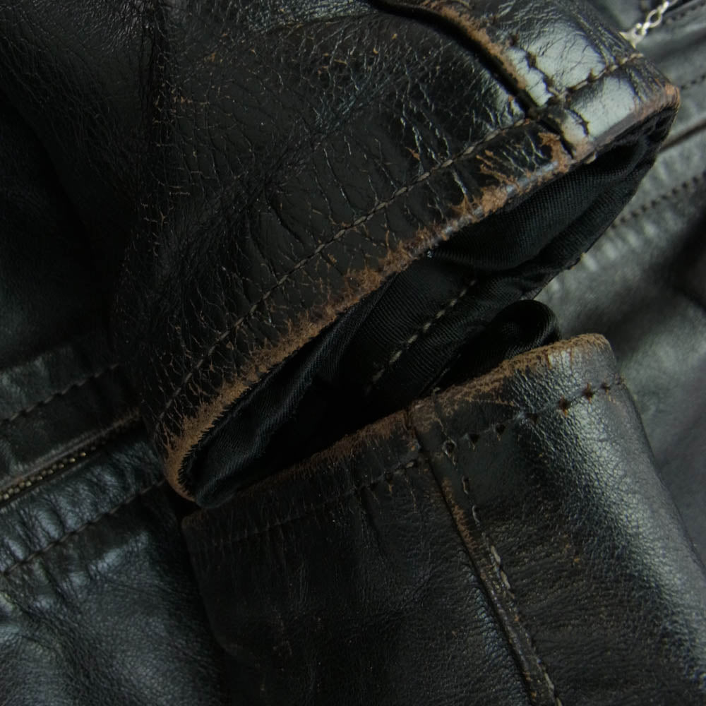 The REAL McCOY'S ザリアルマッコイズ BJ19110 BUCO ブコ J-100 JACKET ホースハイド レザー シングル ライダース ジャケット ブラック系 36【中古】