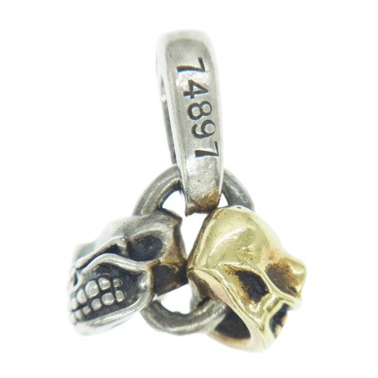 STARLIN GEAR スターリンギア 18K×SV Twinskull pendant ツイン スカル ペンダントトップ ゴールド系 シルバー系【中古】