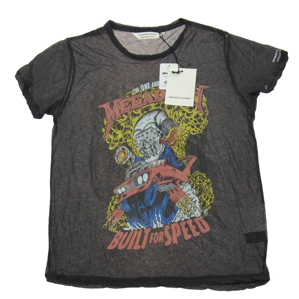 beautiful people ビューティフルピープル 1425310469 MEGADETH sheer jersey T-shirt メガデス バンド シアー ジャージー Tシャツ 半袖 ブラック系 150【中古】