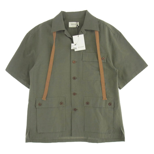 beautiful people ビューティフルピープル 24SS 1415106003 uniform poplin open collar shirt ユニフォーム ポプリン オープンカラー ポケット シャツ 半袖 ダークオリーブ系 34【美品】【中古】