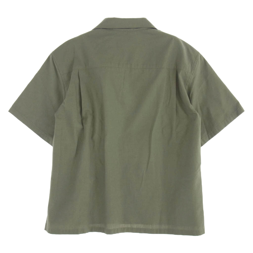 beautiful people ビューティフルピープル 24SS 1415106003 uniform poplin open collar shirt ユニフォーム ポプリン オープンカラー ポケット シャツ 半袖 ダークオリーブ系 34【美品】【中古】