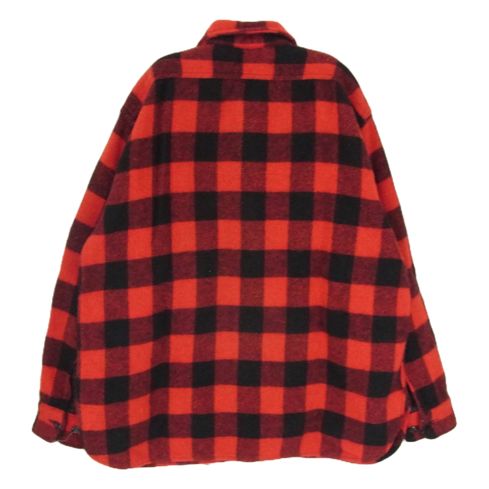 60s pennys towncraft ペニーズ タウンクラフト バッファローチェック シャツ マチ付き フラップポケット レッド系 L【中古】
