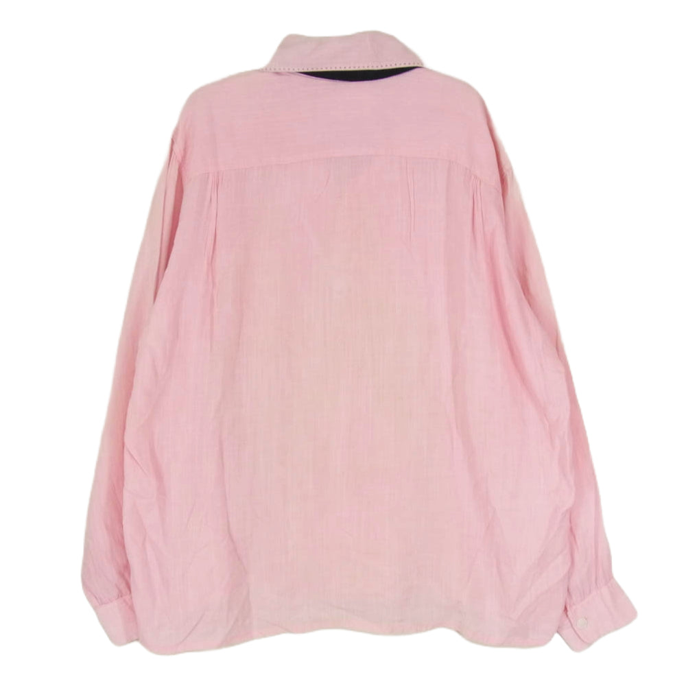 ヴィンテージ 50S SPORTOP カラー レーヨン ロングスリーブ 長袖 シャツ ピンク系 L【中古】