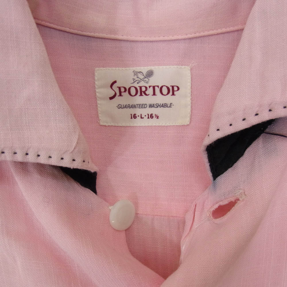 ヴィンテージ 50S SPORTOP カラー レーヨン ロングスリーブ 長袖 シャツ ピンク系 L【中古】