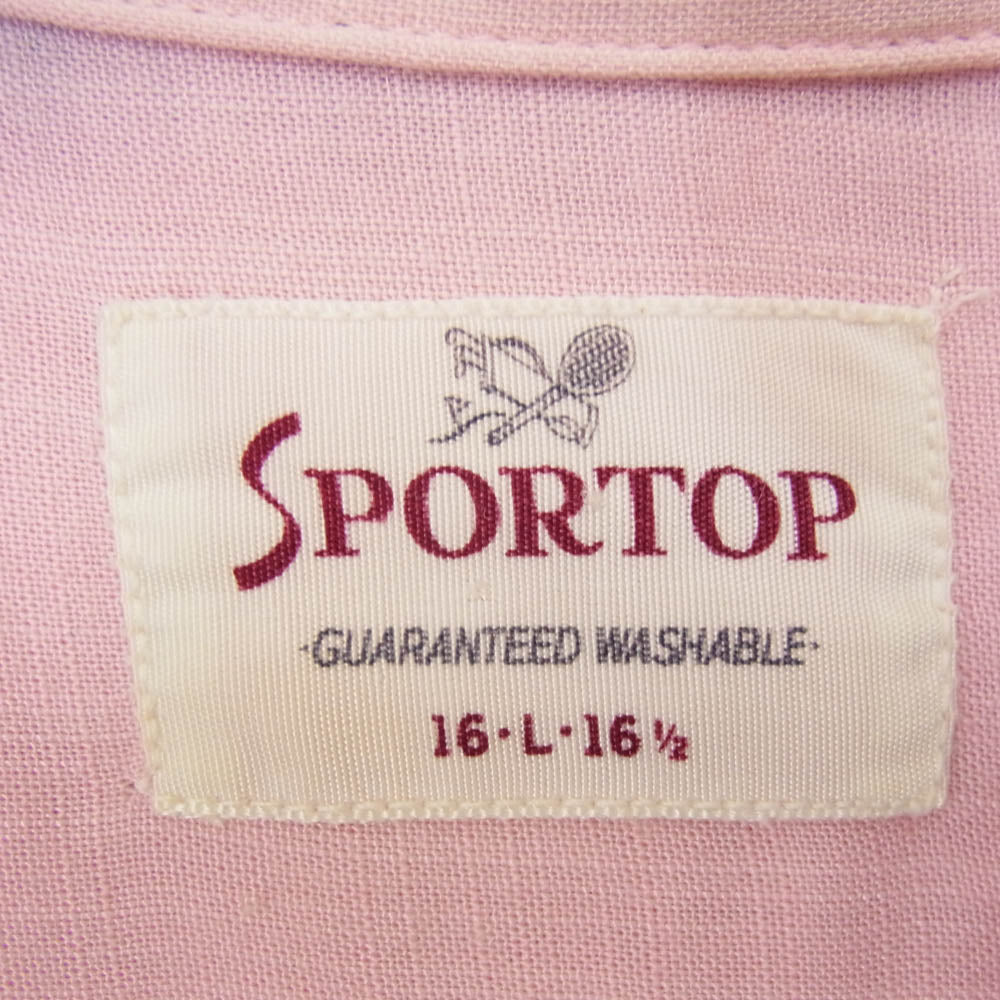 ヴィンテージ 50S SPORTOP カラー レーヨン ロングスリーブ 長袖 シャツ ピンク系 L【中古】