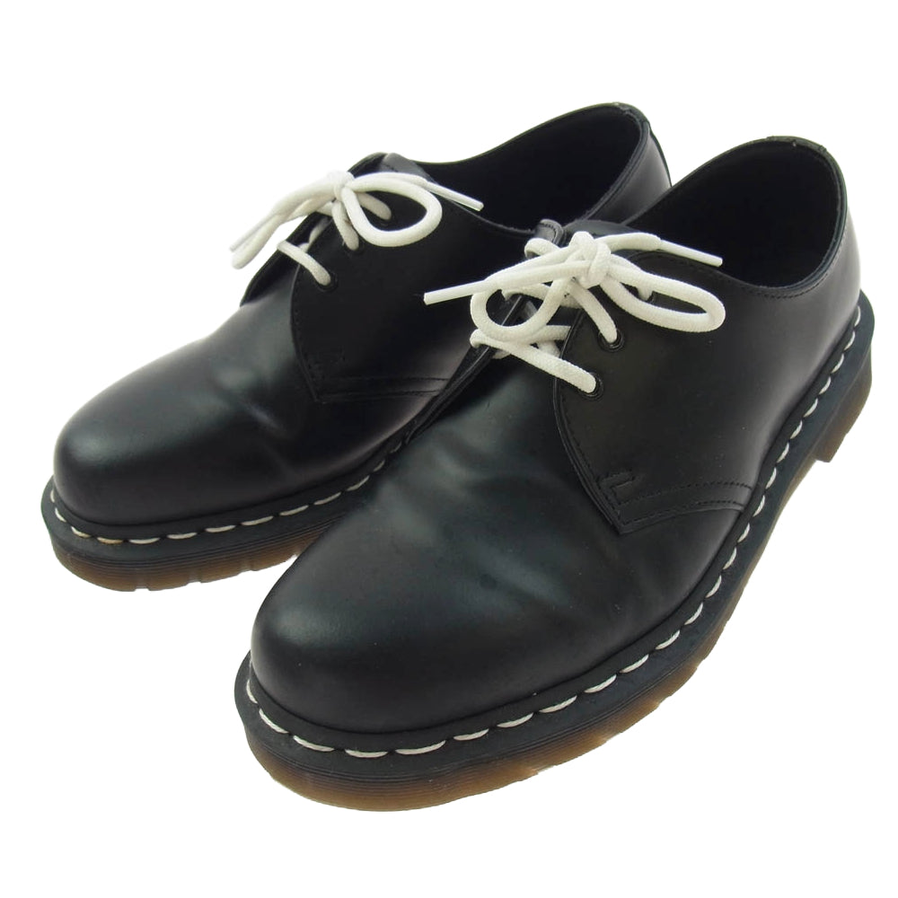 Dr.Martens ドクターマーチン ホワイトステッチ 3 ホール シューズ ブラック系 UK7【中古】