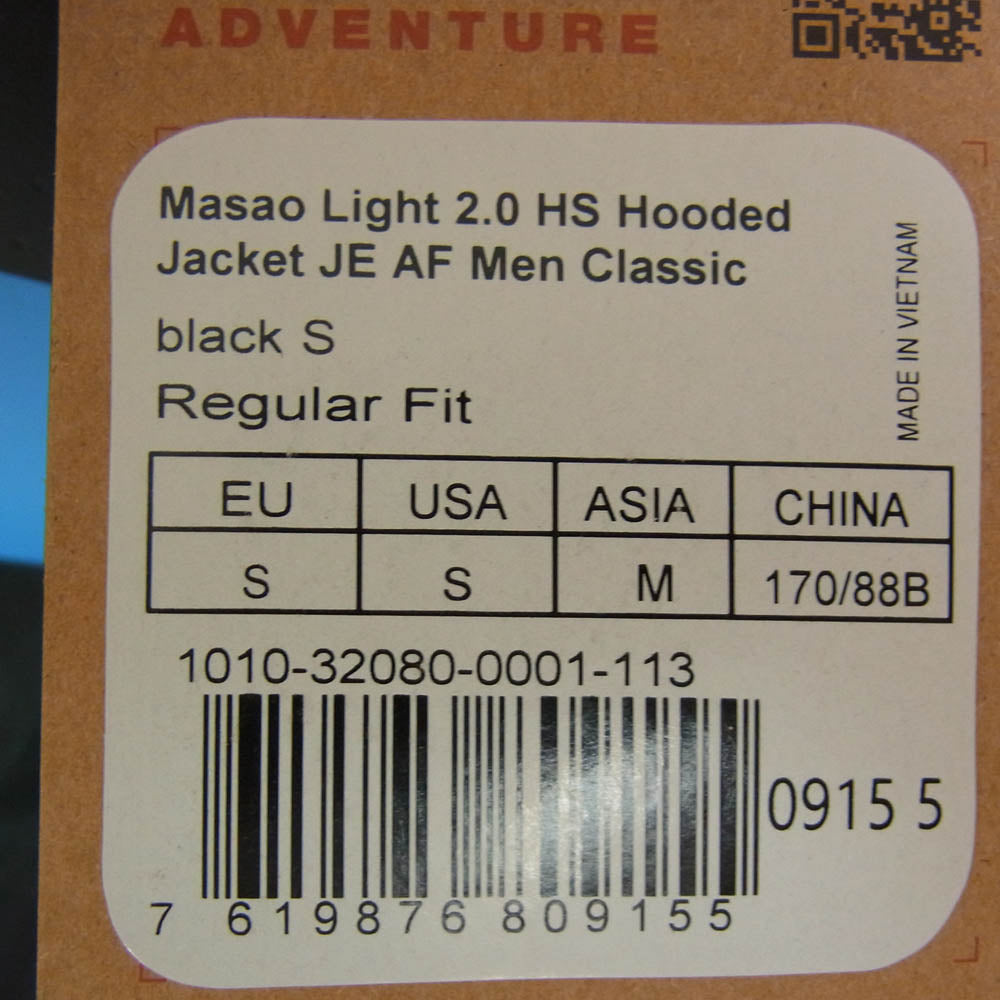 Mammut マムート 1010-32080 Masao Light 2.0 HS Hooded Jacket JE AF Men Classic マサオ ライト 2.0 ハードシェル フーデッド ジャパンエディション アジアンフィット クラシック ジャケット ブラック系 M【新古品】【未使用】【中古】