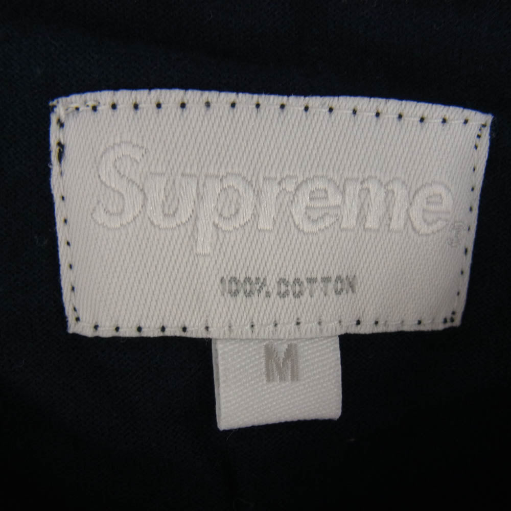 Supreme シュプリーム 15AW stadium ringer S/S Tee スタジアムリンガー ネック ロゴ 半袖 Tシャツ ネイビー系 M【美品】【中古】
