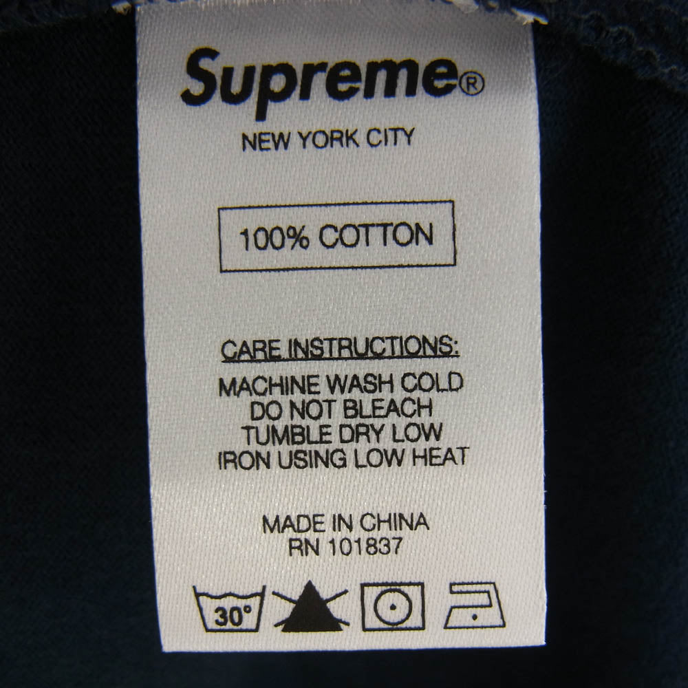 Supreme シュプリーム 15AW stadium ringer S/S Tee スタジアムリンガー ネック ロゴ 半袖 Tシャツ ネイビー系 M【美品】【中古】