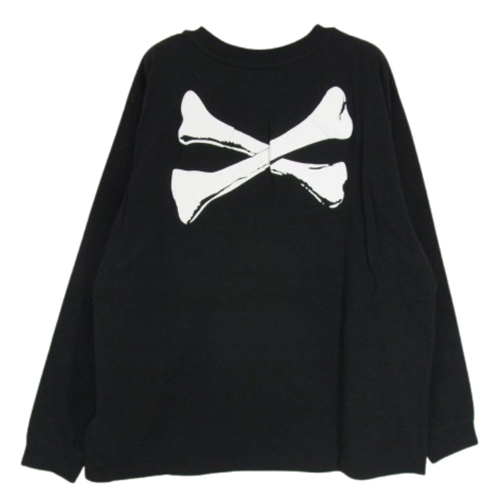 WTAPS ダブルタップス 16AW 162ATDT-CSM06S BONE L/S TEE ボーン バッククロスプリント 長袖 Tシャツ ロングスリーブ ロンT ブラック系 S【美品】【中古】