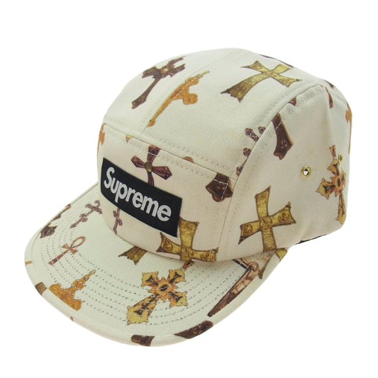 Supreme シュプリーム 13SS BOX LOGO Crosses Camp Cap ボックスロゴ クロスプリント キャンプ キャップ 帽子 オフホワイト オフホワイト系【中古】