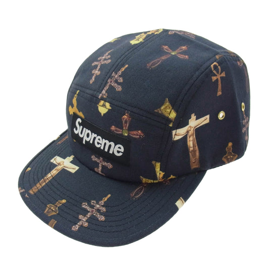 Supreme シュプリーム 13SS BOX LOGO Crosses Camp Cap ボックスロゴ クロスプリント キャンプ キャップ 帽子 ネイビー ネイビー系【中古】