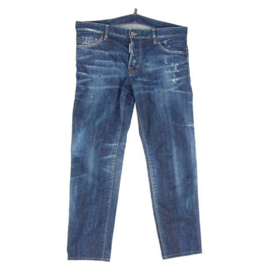 DSQUARED2 ディースクエアード S71LB0630 ボタンフライ ダメージ加工 スキニー デニム パンツ インディゴブルー系 50【中古】