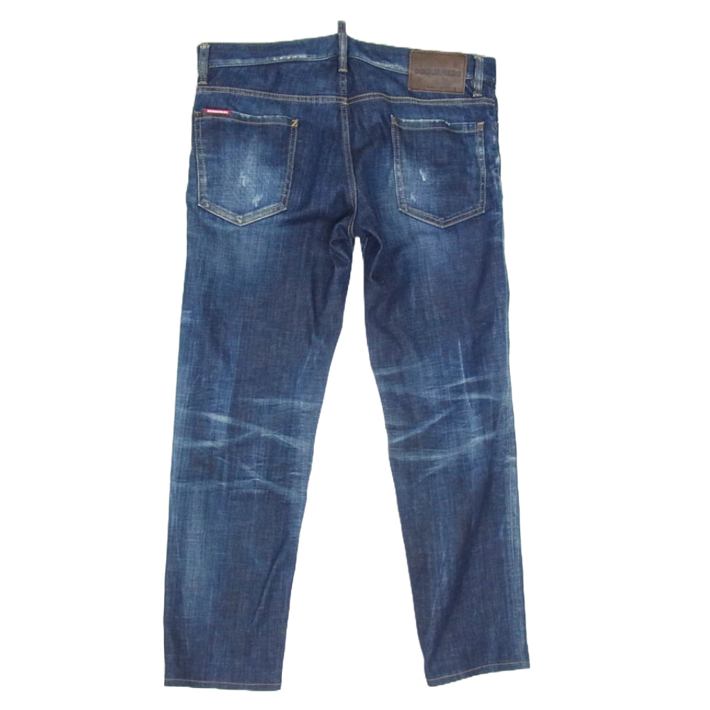 DSQUARED2 ディースクエアード S71LB0630 ボタンフライ ダメージ加工 スキニー デニム パンツ インディゴブルー系 50【中古】