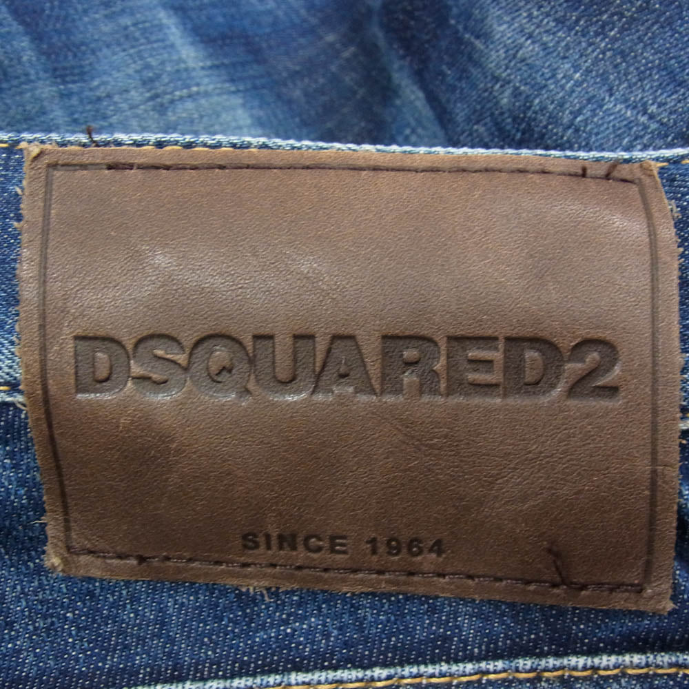 DSQUARED2 ディースクエアード S71LB0630 ボタンフライ ダメージ加工 スキニー デニム パンツ インディゴブルー系 50【中古】