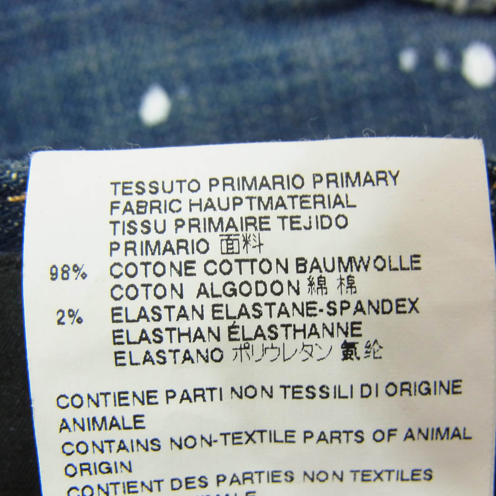 DSQUARED2 ディースクエアード S71LB0005 ボタンフライ ペイント加工 ダメージ加工 スキニー デニム パンツ インディゴブルー系 48【中古】
