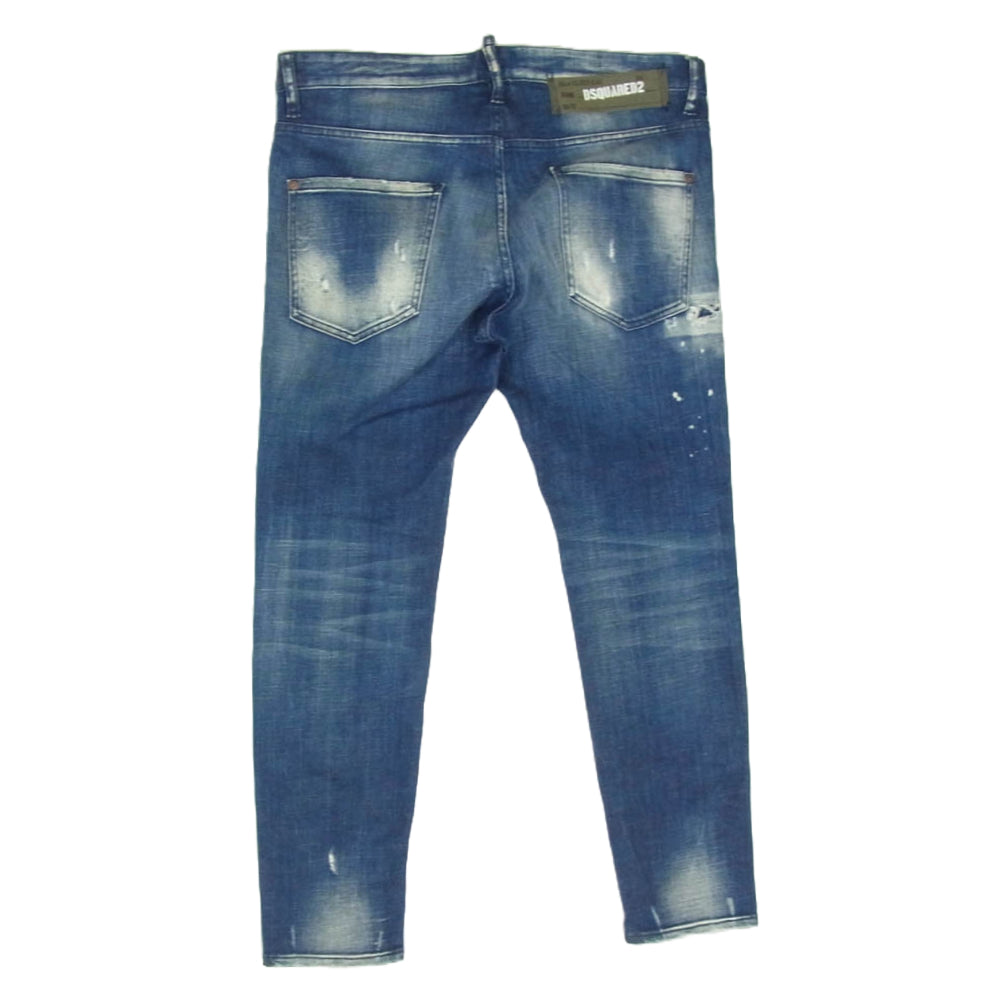 DSQUARED2 ディースクエアード S74LB0502 ボタンフライ ダメージ加工 スキニー デニム パンツ インディゴブルー系 48【中古】