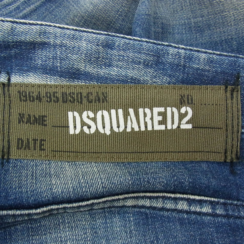 DSQUARED2 ディースクエアード S74LB0502 ボタンフライ ダメージ加工 スキニー デニム パンツ インディゴブルー系 48【中古】