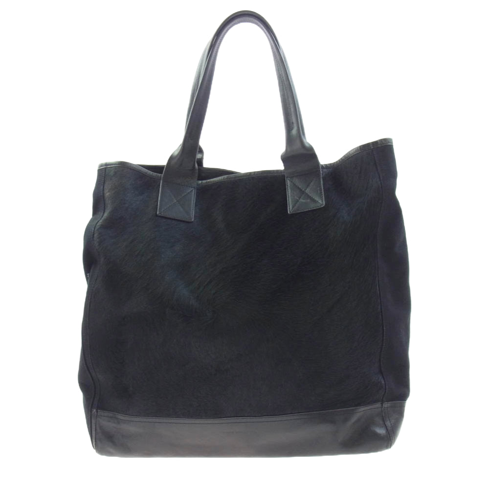 DRIES VAN NOTEN ドリスヴァンノッテン ハラコ レザー キャンバス トート バッグ ブラック系【中古】