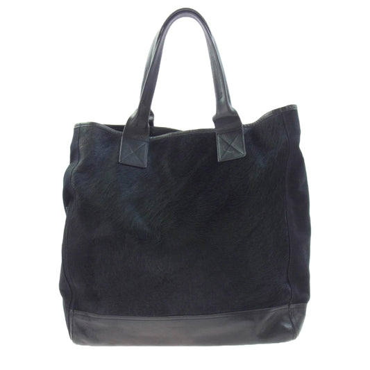 DRIES VAN NOTEN ドリスヴァンノッテン ハラコ レザー キャンバス トート バッグ ブラック系【中古】