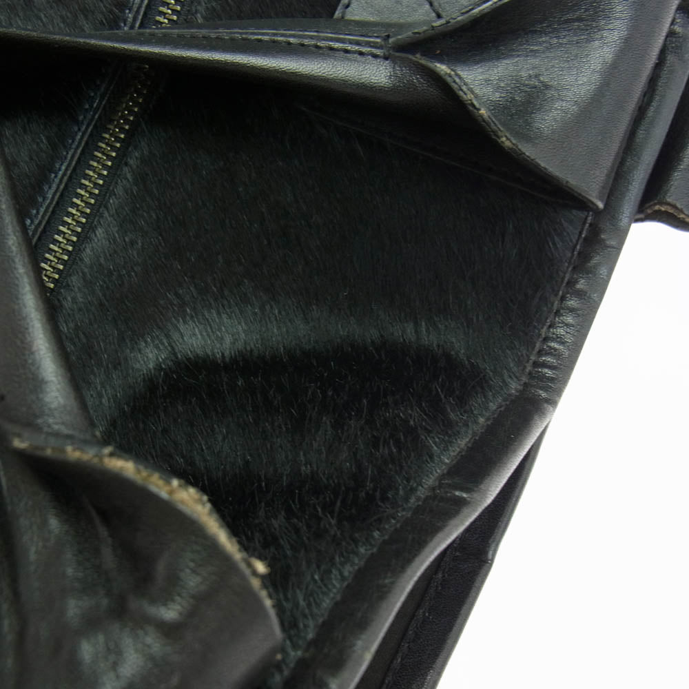 DRIES VAN NOTEN ドリスヴァンノッテン ハラコ レザー キャンバス トート バッグ ブラック系【中古】