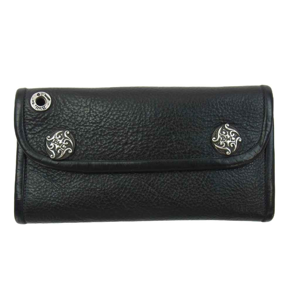 BILL WALL LEATHER ビルウォールレザー トライバルコンチョボタン ラージカレンシー レザー ウォレット 長財布 ブラック系【中古】