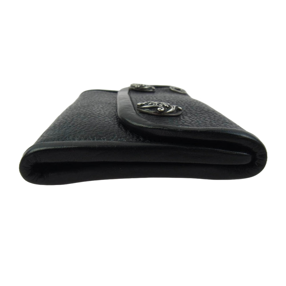 BILL WALL LEATHER ビルウォールレザー トライバルコンチョボタン ラージカレンシー レザー ウォレット 長財布 ブラック系【中古】