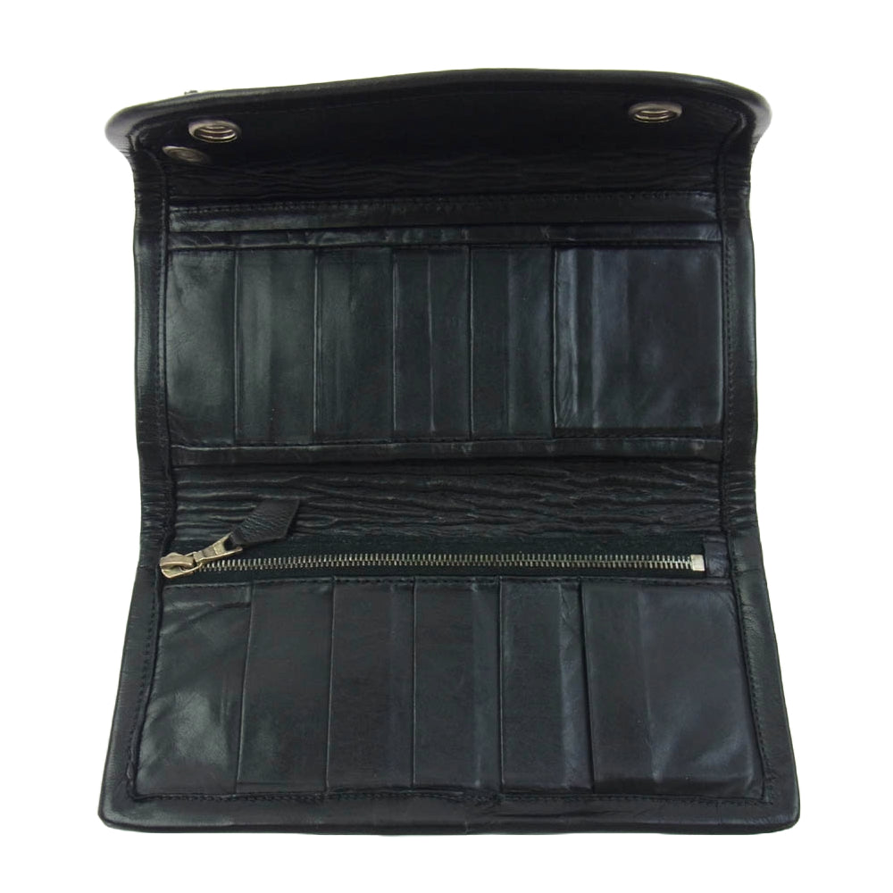 BILL WALL LEATHER ビルウォールレザー トライバルコンチョボタン ラージカレンシー レザー ウォレット 長財布 ブラック系【中古】
