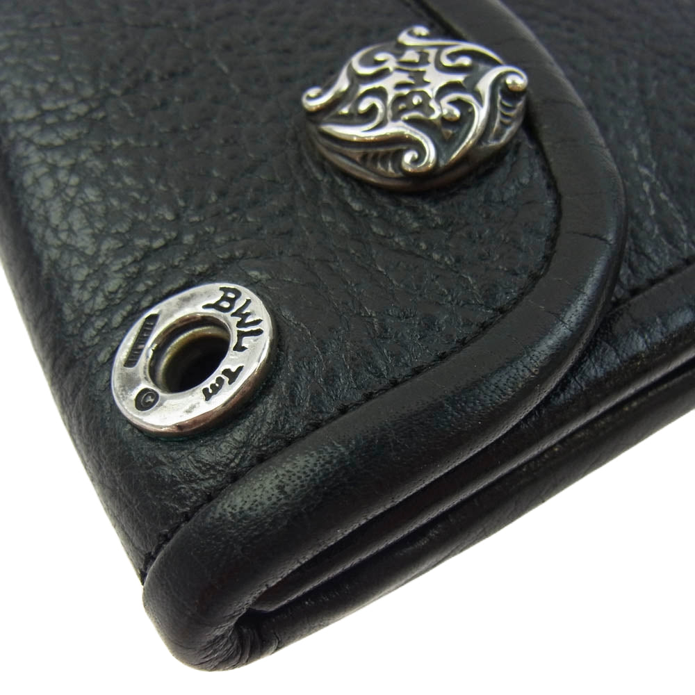 BILL WALL LEATHER ビルウォールレザー トライバルコンチョボタン ラージカレンシー レザー ウォレット 長財布 ブラック系【中古】