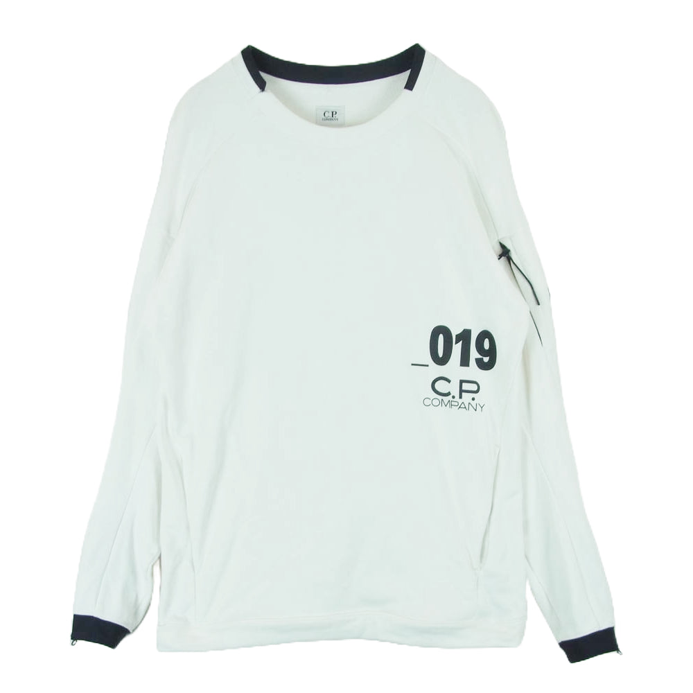 C.P.Company シーピーカンパニー 19SS 06CMSS004A 019 ロゴ アームレンズ 腕ゴーグル ジッパー ジップ スウェット トレーナー ホワイト系 M【中古】