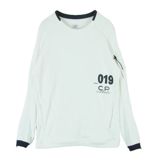 C.P.Company シーピーカンパニー 19SS 06CMSS004A 019 ロゴ アームレンズ 腕ゴーグル ジッパー ジップ スウェット トレーナー ホワイト系 M【中古】
