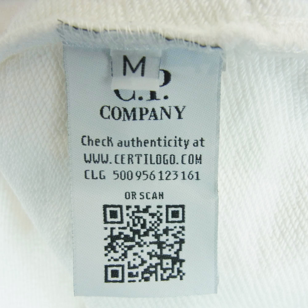 C.P.Company シーピーカンパニー 19SS 06CMSS004A 019 ロゴ アームレンズ 腕ゴーグル ジッパー ジップ スウェット トレーナー ホワイト系 M【中古】