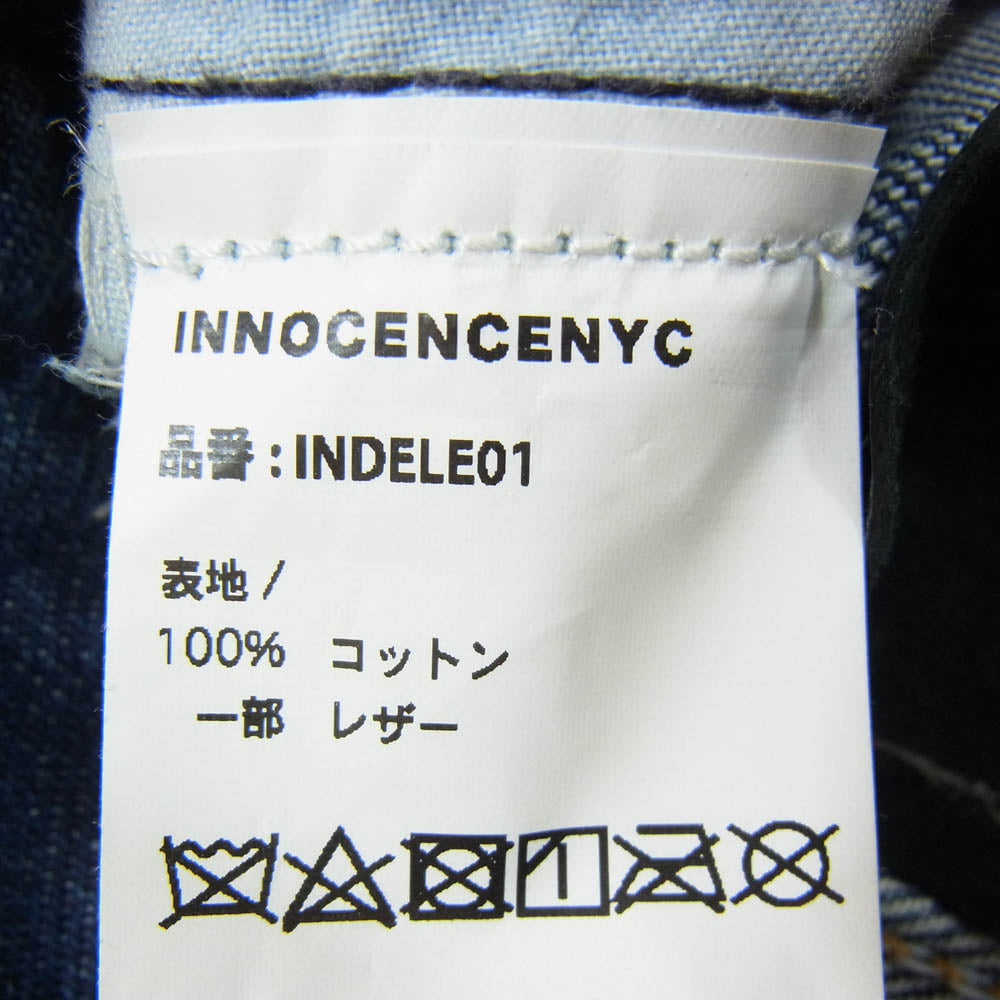 イノセンス ニューヨーク 23AW INDELE01 DESTROY LEATHER DENIM PANTS デストロイ レザー ダメージ デニム パンツ インディゴブルー系 32【中古】