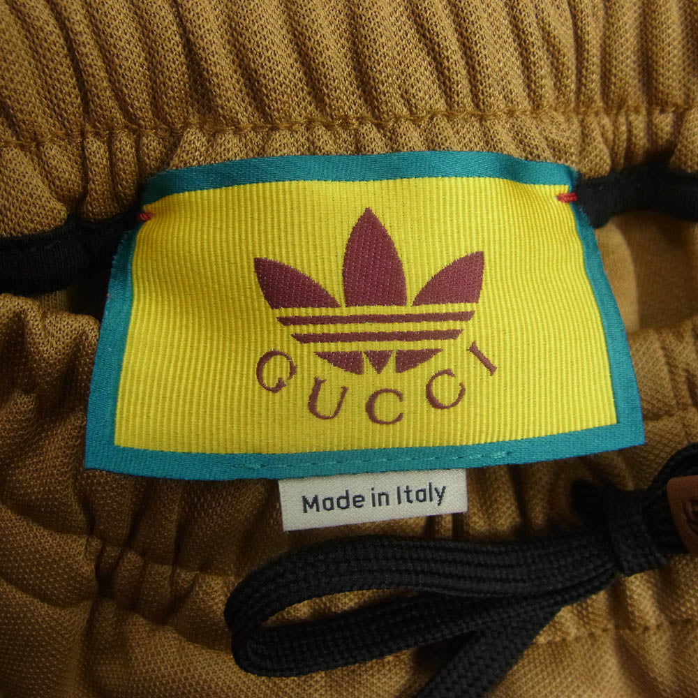 GUCCI グッチ 23SS 721641 XJEGU × ADIDAS アディダス トレフォイルロゴ サイドライン ジャージー ジョガー パンツ ブラウン系 L【中古】