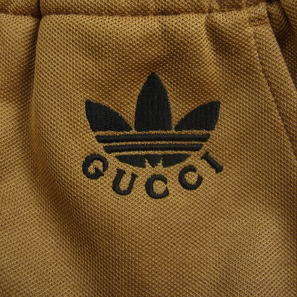 GUCCI グッチ 23SS 721641 XJEGU × ADIDAS アディダス トレフォイルロゴ サイドライン ジャージー ジョガー パンツ ブラウン系 L【中古】