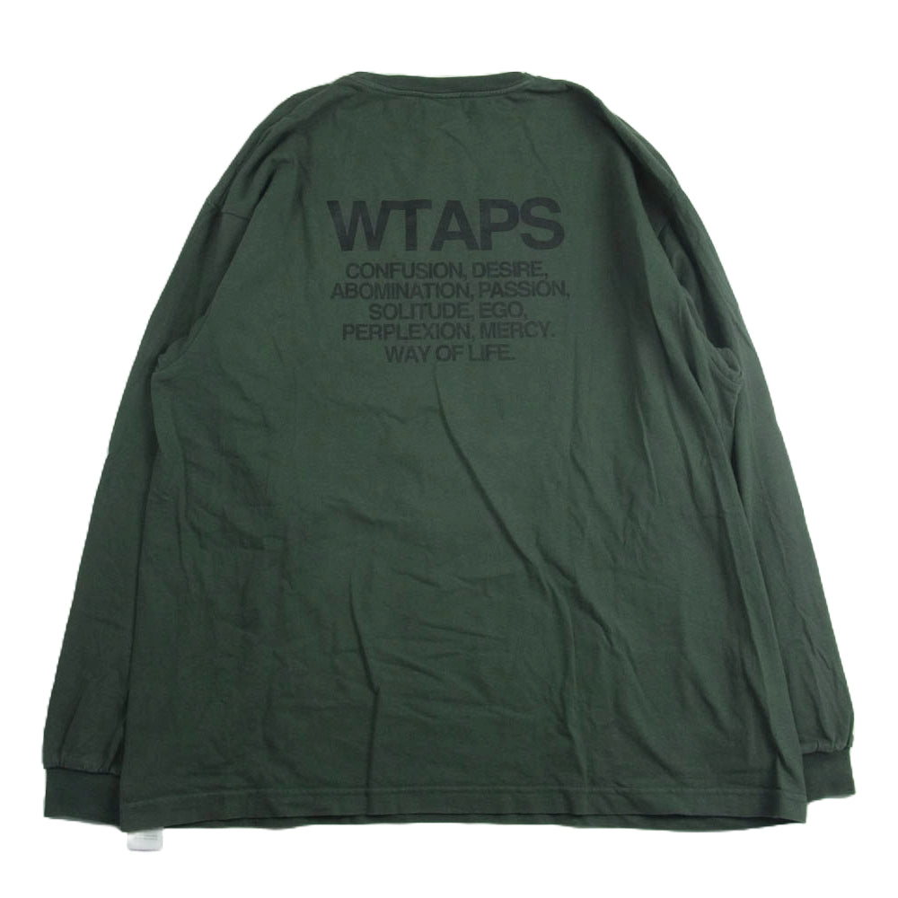 WTAPS ダブルタップス 23SS 231ATDT-LTM04S INGREDIENTS LS COTTON バックロゴプリント 長袖 Ｔシャツ ロンＴ カーキ系 02【中古】