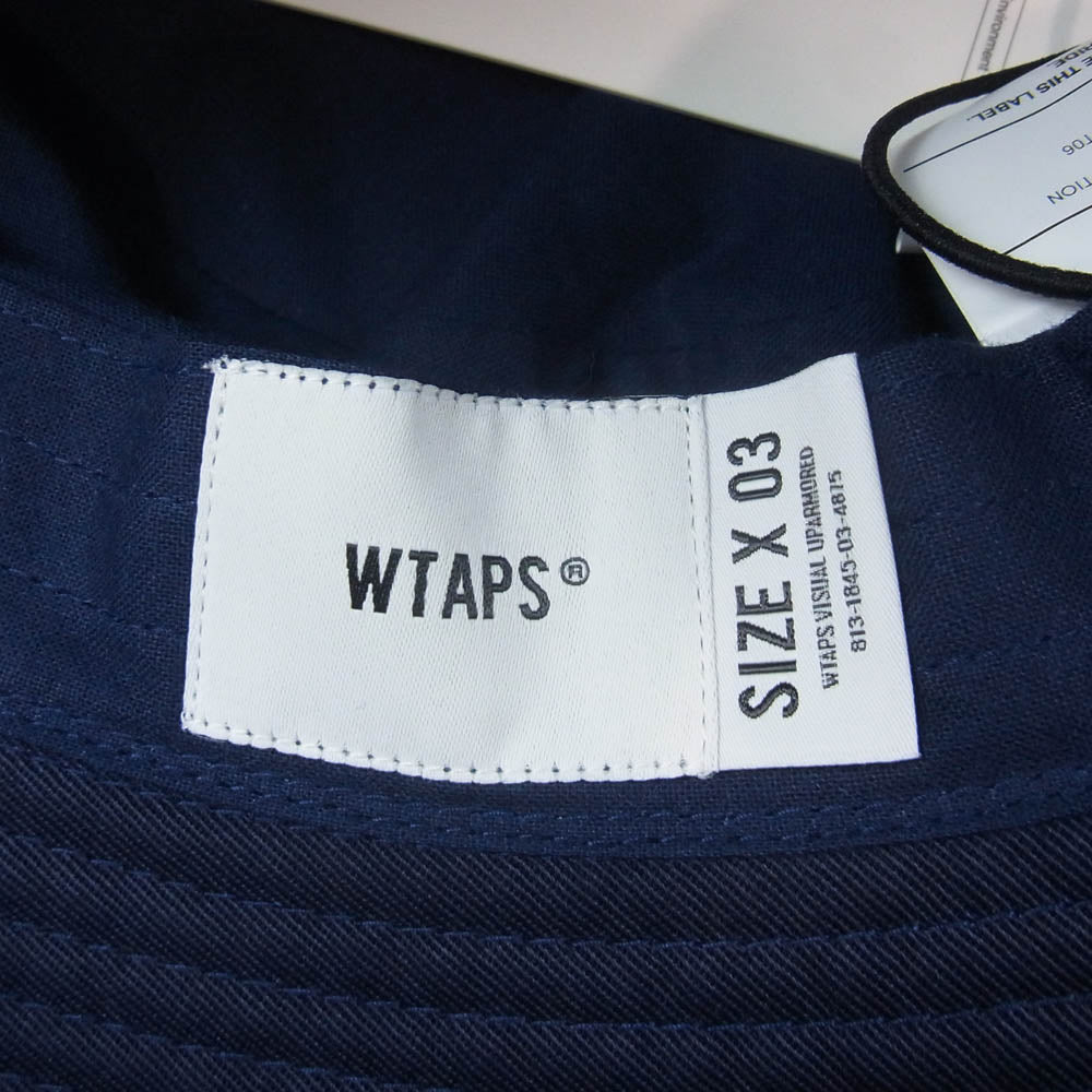 WTAPS ダブルタップス 24AW 242HCDT-HT06 BUCKET HAT CTPL TWILL ロゴ刺繍 バケットハット ネイビー系 3【新古品】【未使用】【中古】