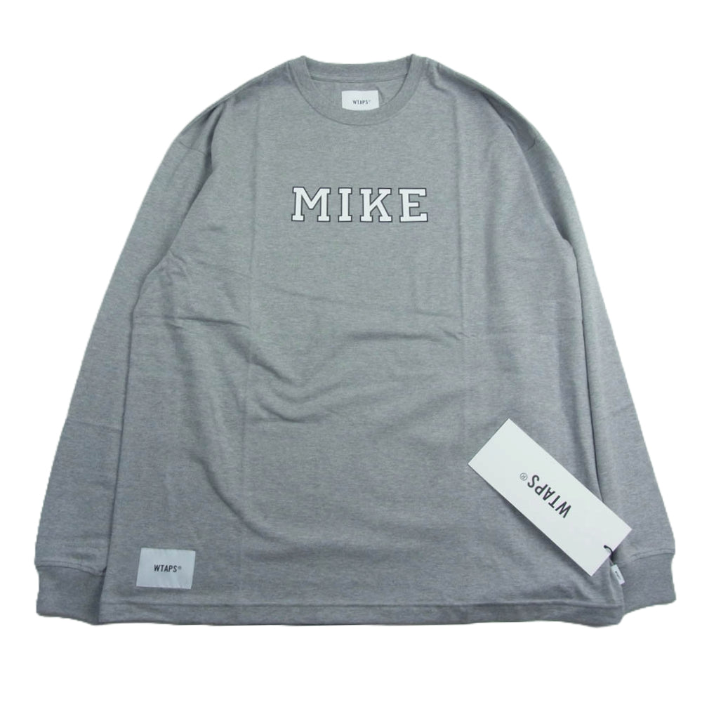 WTAPS ダブルタップス 24AW 242ATDT-CSM10 ACADEMY LS COTTON アカデミー MIKEプリント クルーネック 長袖 Tシャツ ロンT グレー系 02【新古品】【未使用】【中古】