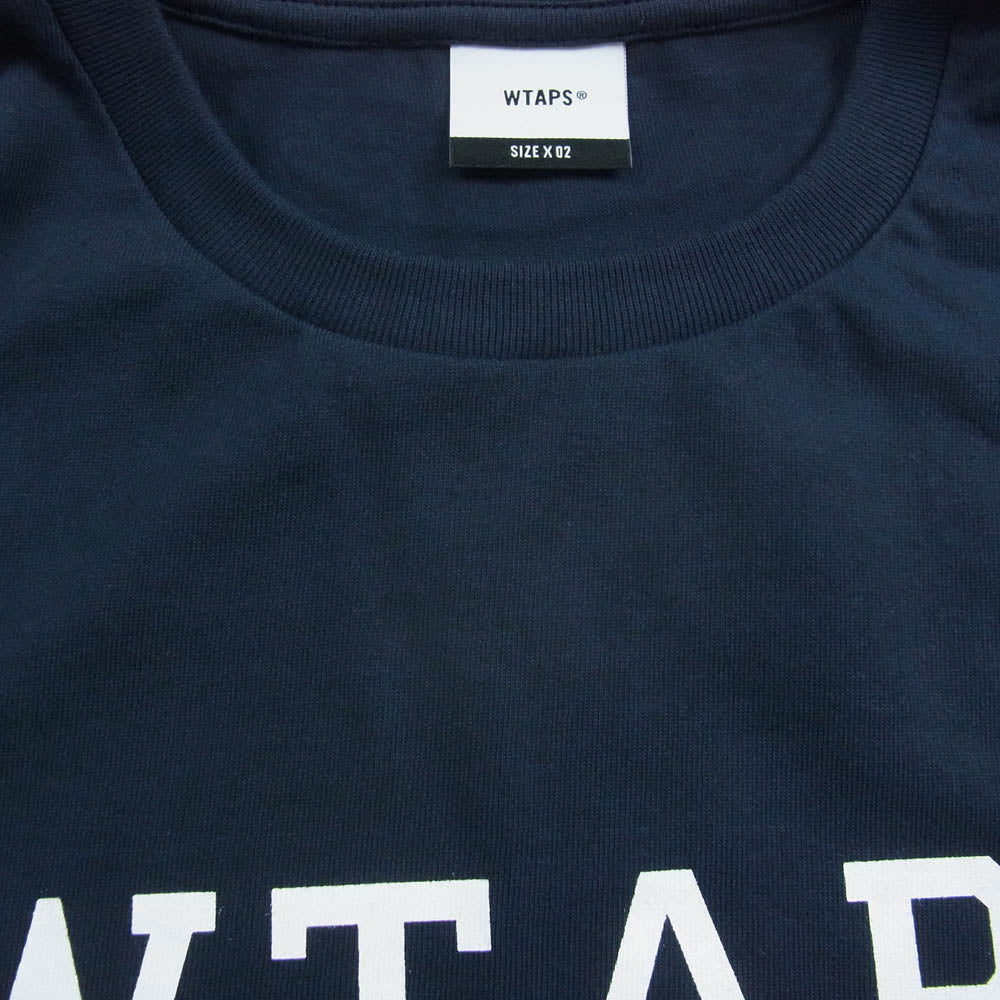 WTAPS ダブルタップス 23AW 232ATDT-LTM04S COLLEGE LS COTTON TEE カレッジ ロゴプリント 長袖 Tシャツ ロンT ネイビー系 02【美品】【中古】