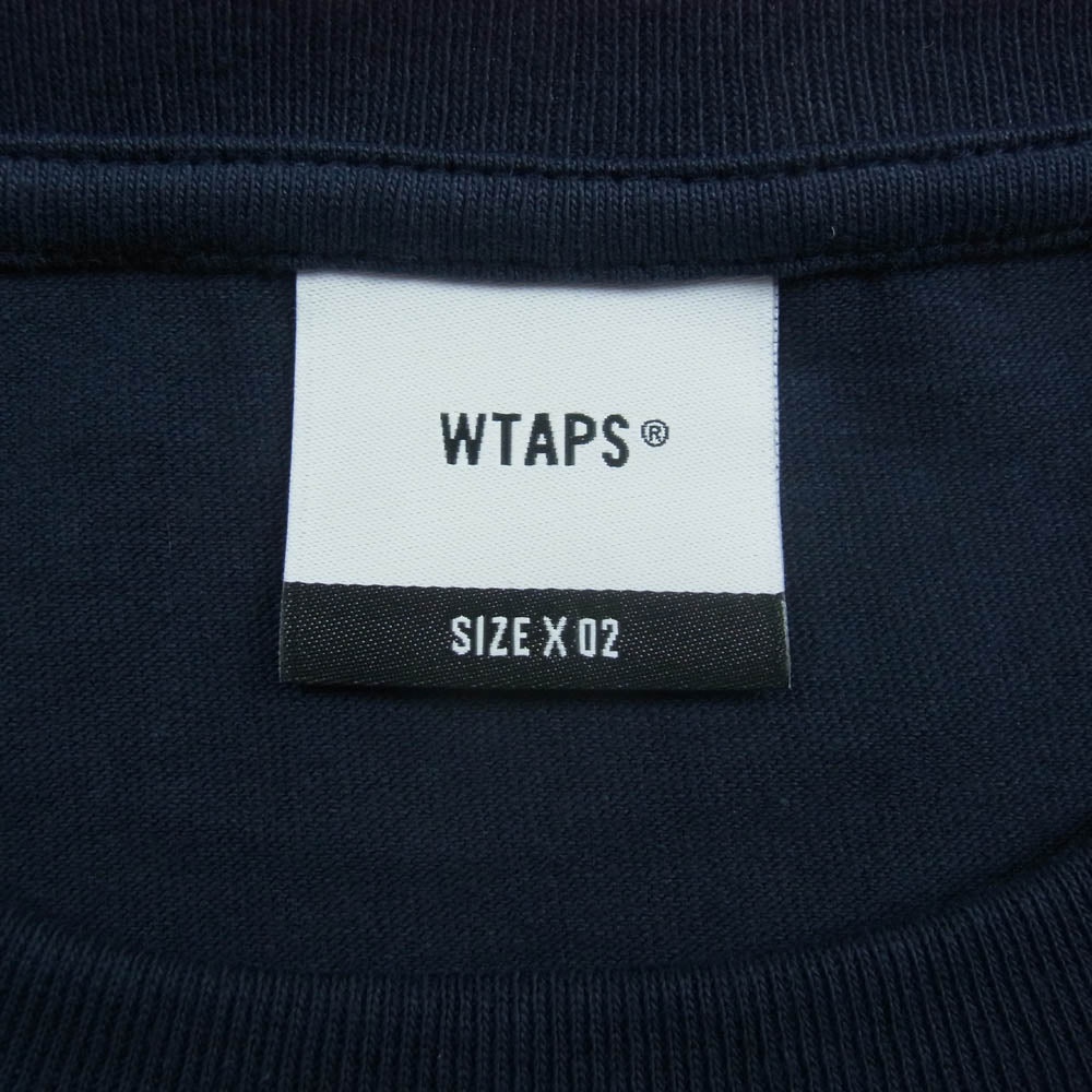 WTAPS ダブルタップス 23AW 232ATDT-LTM04S COLLEGE LS COTTON TEE カレッジ ロゴプリント 長袖 Tシャツ ロンT ネイビー系 02【美品】【中古】