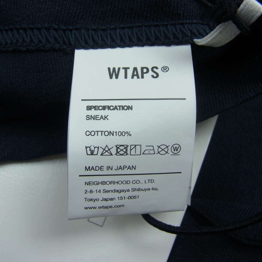 WTAPS ダブルタップス 23AW 232ATDT-LTM04S COLLEGE LS COTTON TEE カレッジ ロゴプリント 長袖 Tシャツ ロンT ネイビー系 02【美品】【中古】