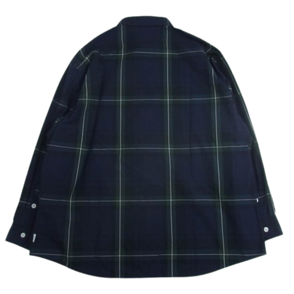 WTAPS ダブルタップス 24SS 241CWDT-SHM04 TXT 01 / LS / Cotton. Broadcloth. Textile コットンブロードクロス テキスタイル チェック 長袖 シャツ ネイビー系 02【新古品】【未使用】【中古】