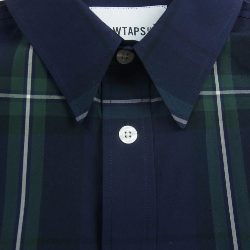 WTAPS ダブルタップス 24SS 241CWDT-SHM04 TXT 01 / LS / Cotton. Broadcloth. Textile コットンブロードクロス テキスタイル チェック 長袖 シャツ ネイビー系 02【新古品】【未使用】【中古】